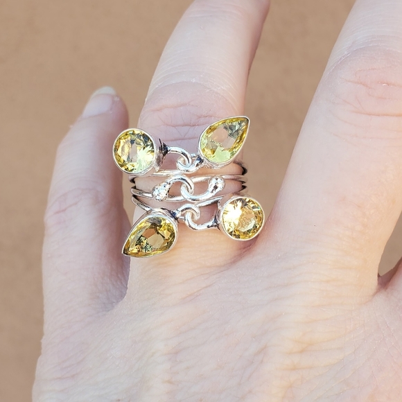 New Twisted Citrine Silver Ring. - Picture 3 of 12